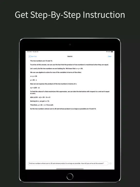 Tangkapan skrin MathAI- Chatbot iPad