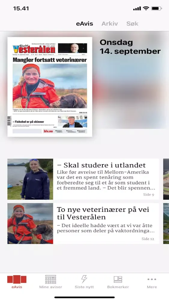 Ảnh chụp màn hình của Bladet Vesterålen eAvis