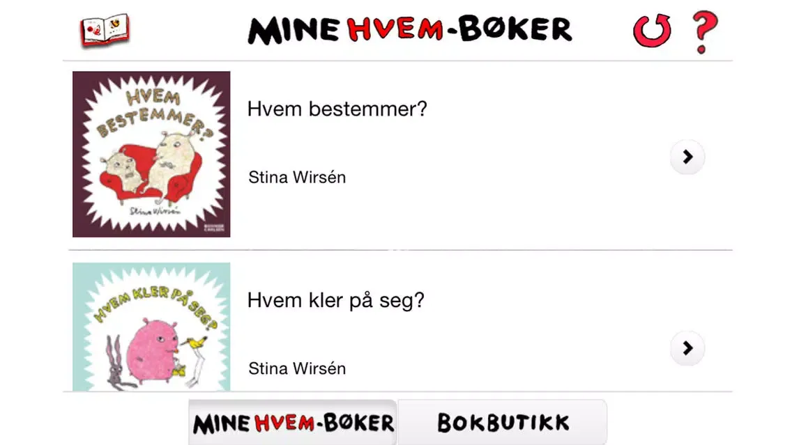 Capturas de tela do Hvem? – bildebøker for de aller minste. Les, se, lytt!