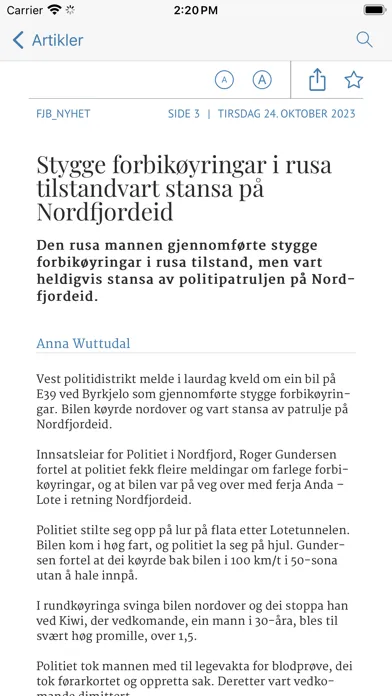 Zrzuty ekranu Fjordabladet eAvis