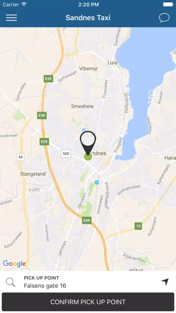 Tangkapan skrin Sandnes Taxi+