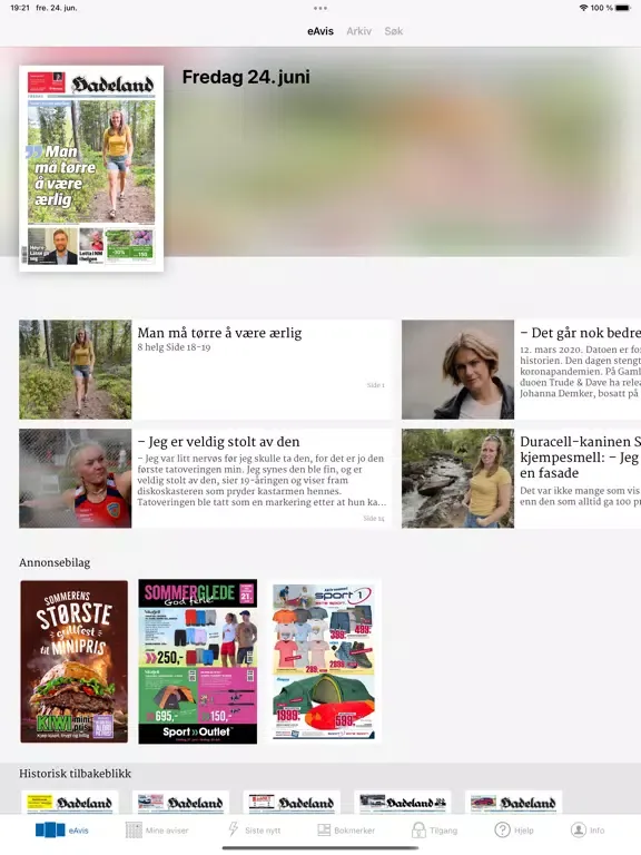 Capturas de tela do Hadeland eAvis iPad 