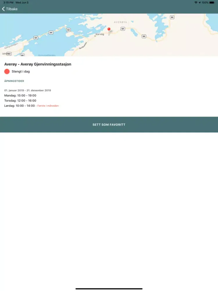 Tangkapan layar NIR Tømmekalender iPad 