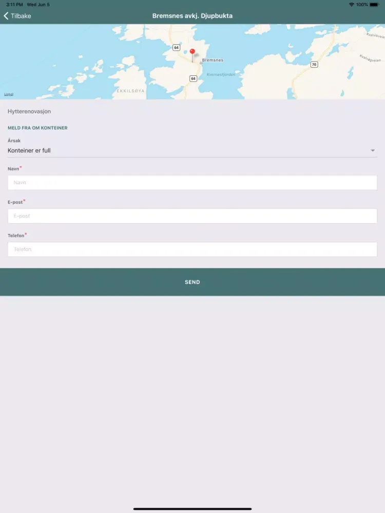 Tangkapan layar NIR Tømmekalender iPad 