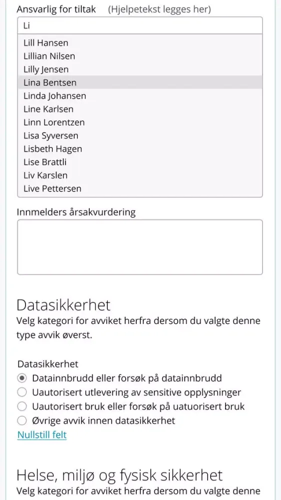 Avvik Screenshots