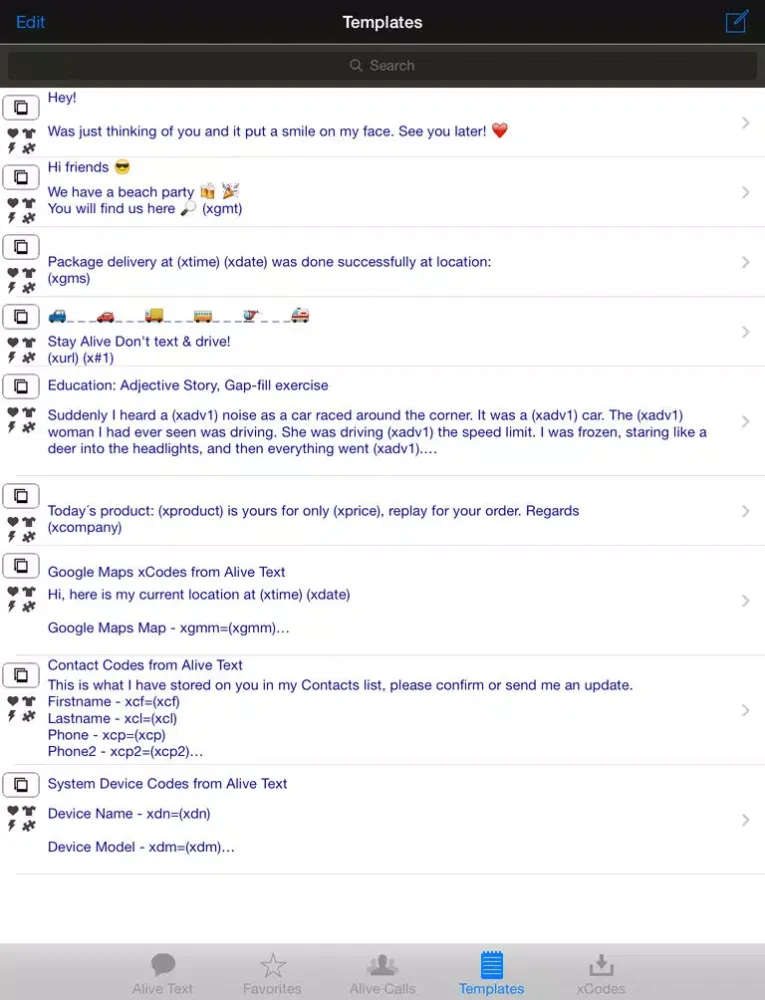Alive Text Templates SMS Email Groups iPad  Screenshots