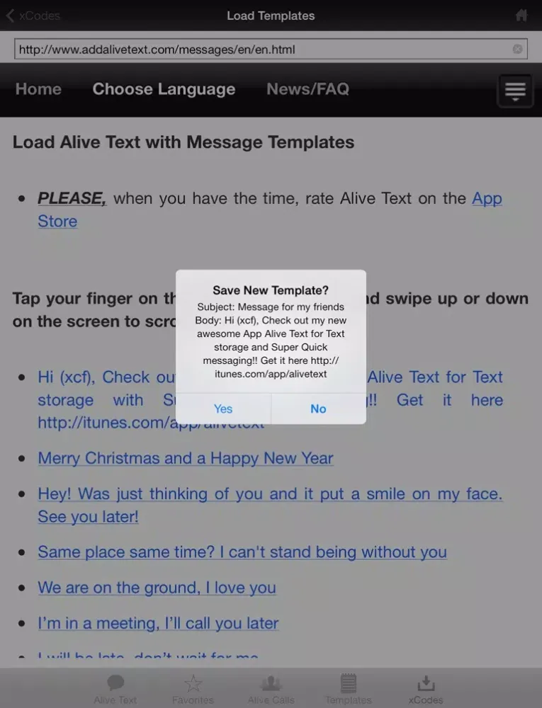 Alive Text Templates SMS Email Groups iPad  Screenshots