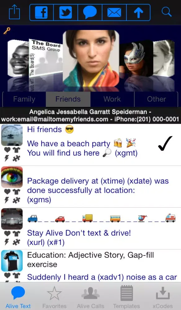 Alive Text Templates SMS Email Groups Screenshots