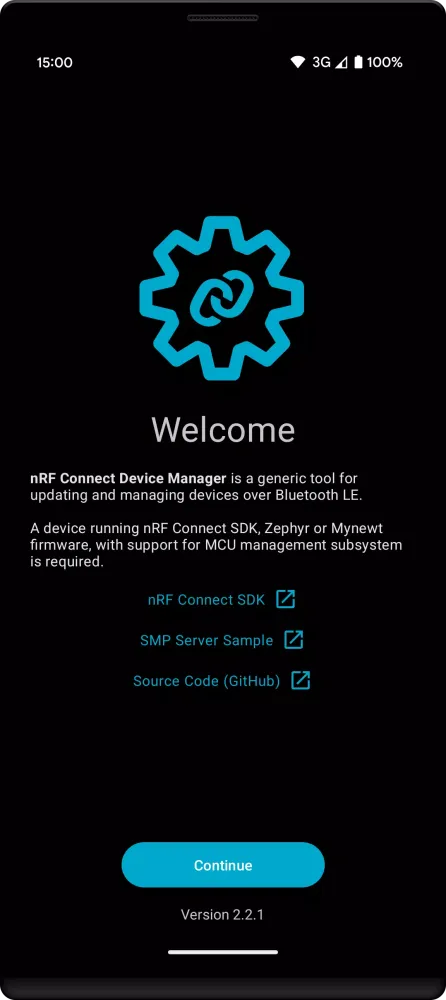 Скриншоты nRF Connect Device Manager