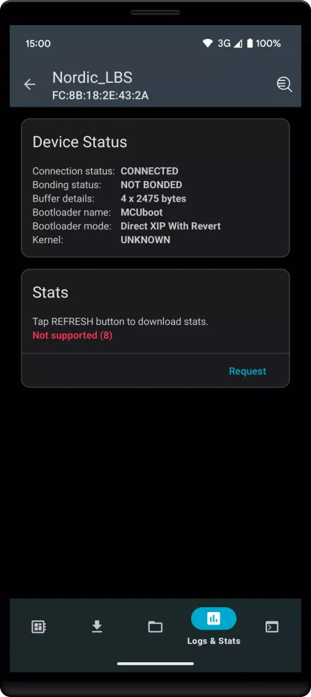 Скриншоты nRF Connect Device Manager