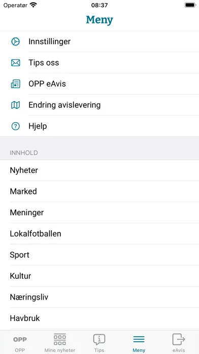 ภาพหน้าจอของ OPP Nyheter