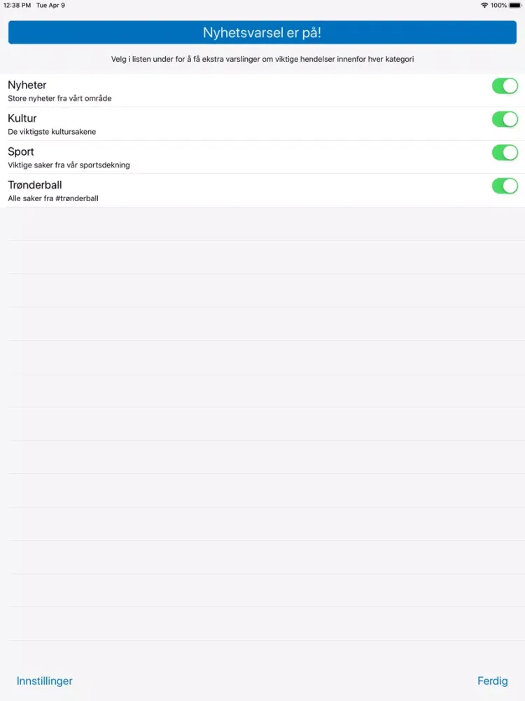 Capturas de tela do Trønder-Avisa Nyheter iPad 