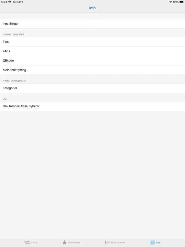 Capturas de tela do Trønder-Avisa Nyheter iPad 