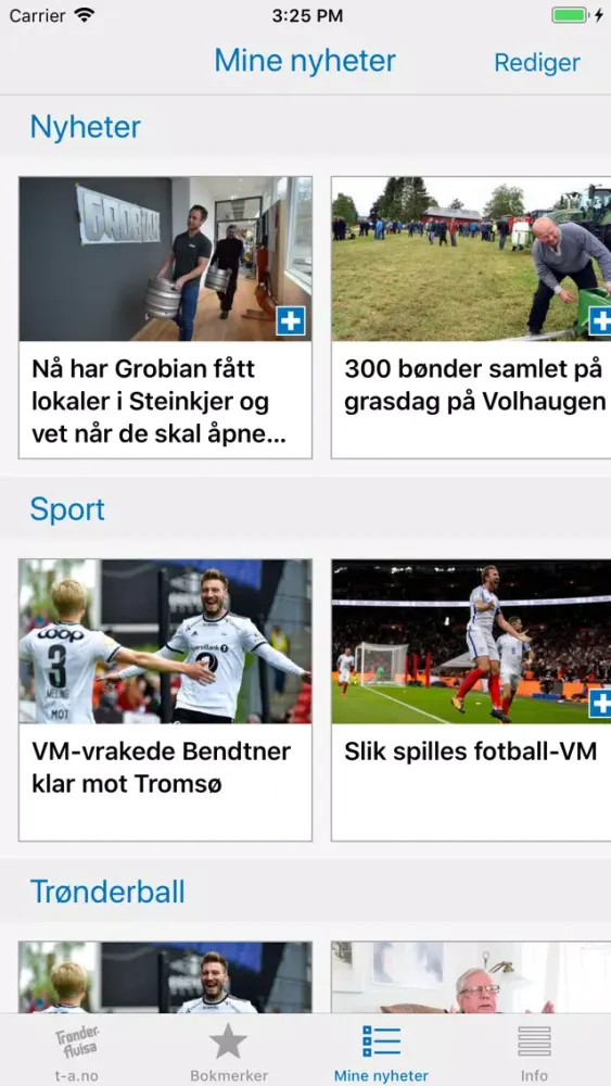 Capturas de tela do Trønder-Avisa Nyheter