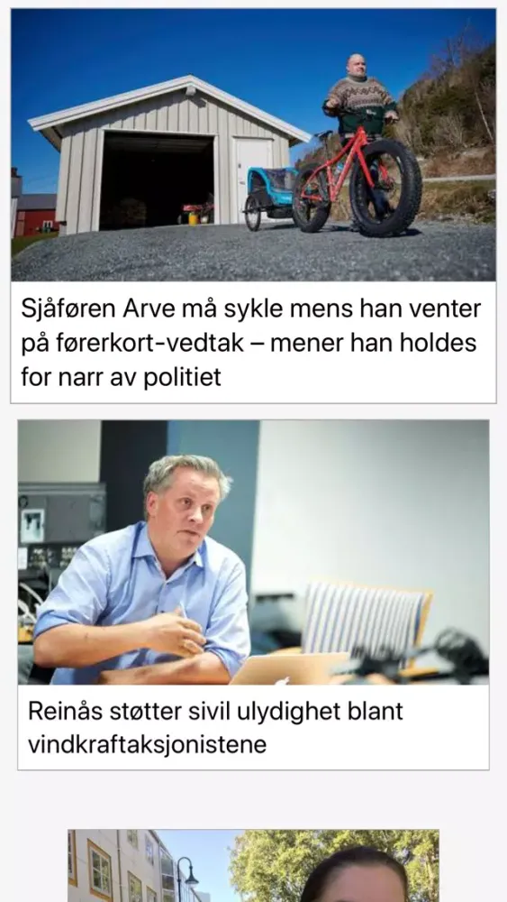Capturas de tela do Trønder-Avisa Nyheter