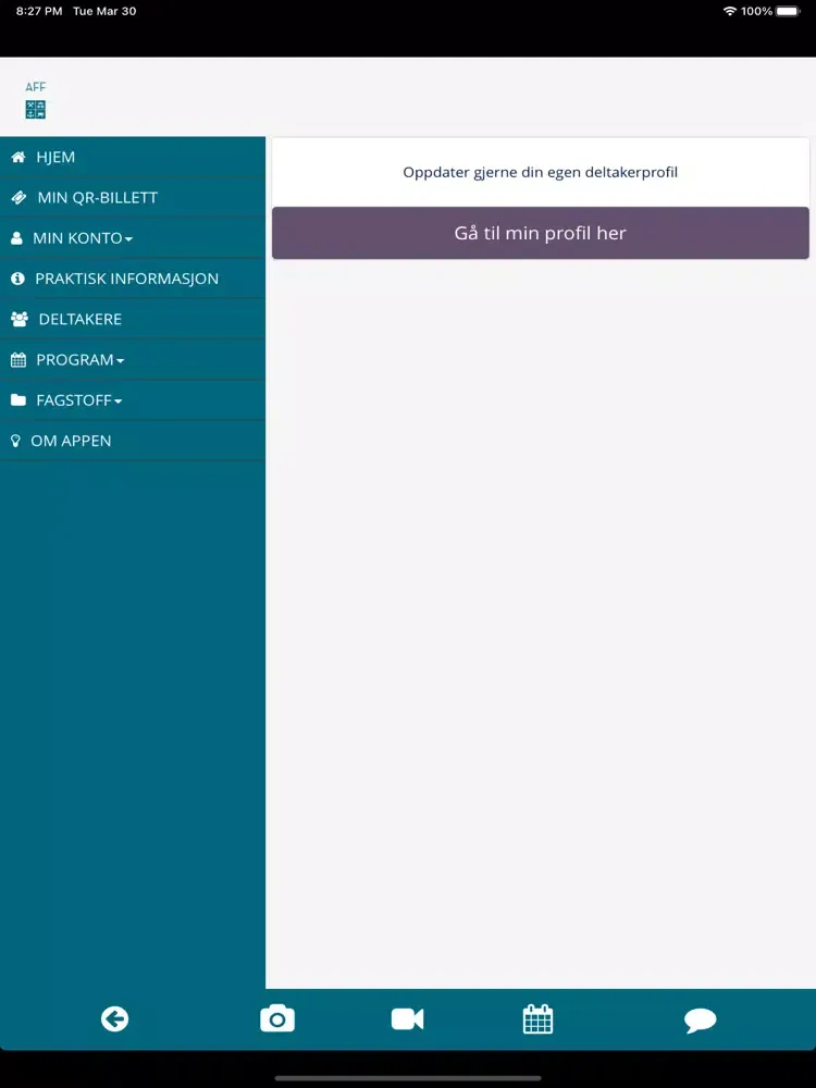 Tangkapan skrin AFF Samspill og Ledelse 2021 iPad 