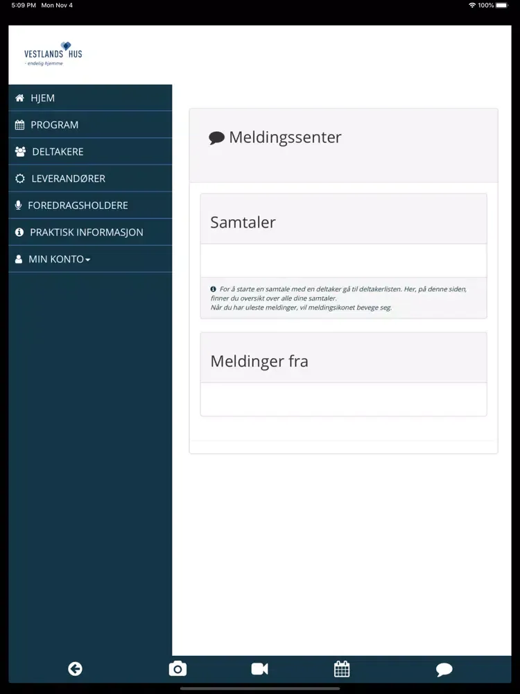 Tangkapan skrin VestlandsHus Landsmote iPad 