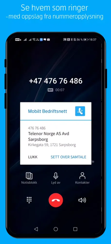 Ảnh chụp màn hình của Telenor MBN