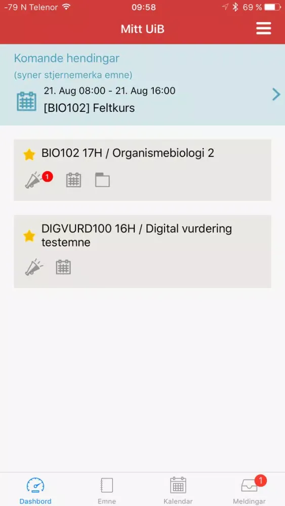 ภาพหน้าจอของ Mitt UiB