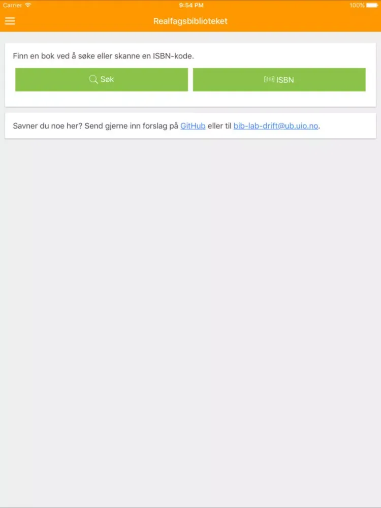 Tangkapan layar Realfagsbiblioteket iPad 