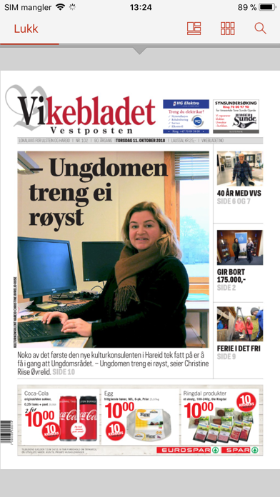 Capturas de tela do Vikebladet Vestposten eAvis