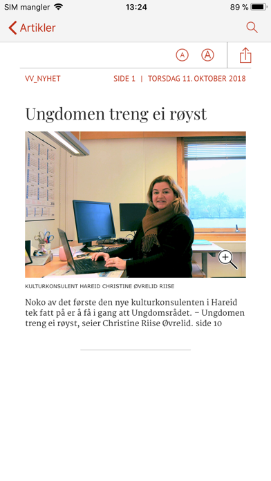Capturas de tela do Vikebladet Vestposten eAvis