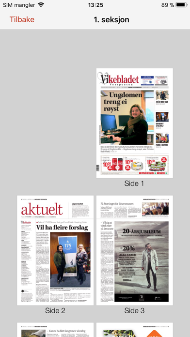 Capturas de tela do Vikebladet Vestposten eAvis