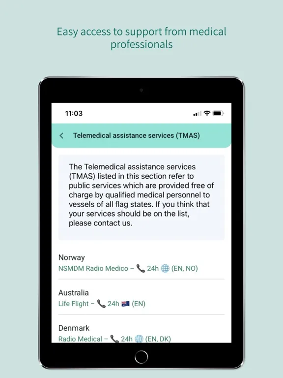 Capturas de tela do Mariners Medico Guide iPad 