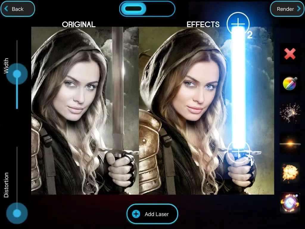 Ảnh chụp màn hình của LASER SWORD PHOTO EDITOR FX + Light Glow and Laser Saber iPad 