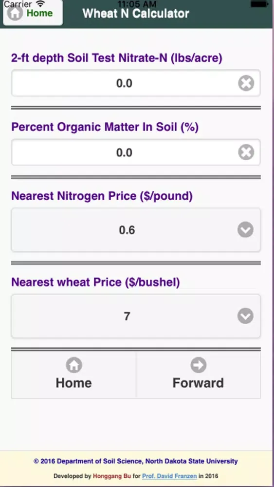 Captures d'écran de North Dakota Crop Nitrogen Calculator