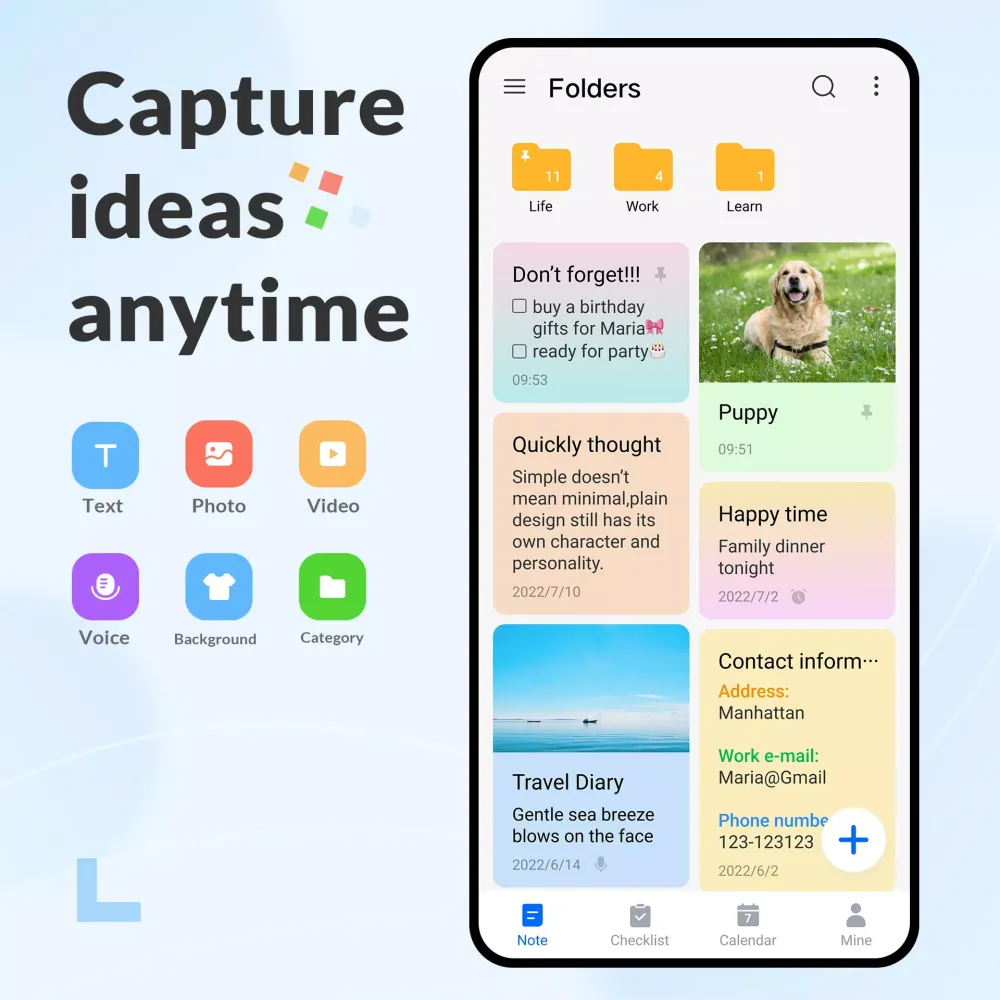 Nice Color Note,ToDo, Calendar سکرین شاٹس