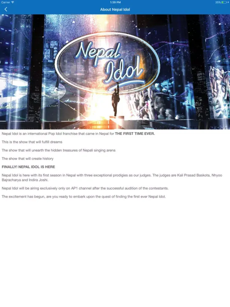 Captures d'écran de Nepal Idol iPad 
