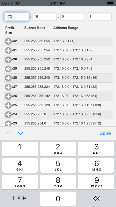 Screenshot di Subnet Table