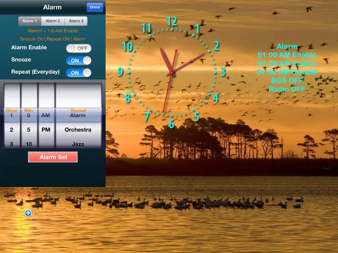 Free Radio Music Alarm Clock Set iPad  Screenshots