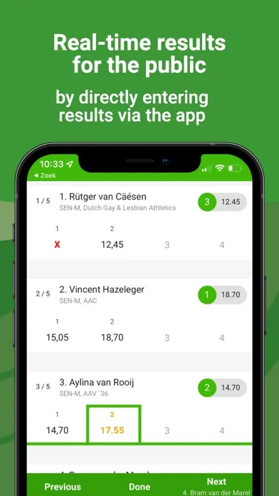 Athletics.app Jury-app Ekran Görüntüleri