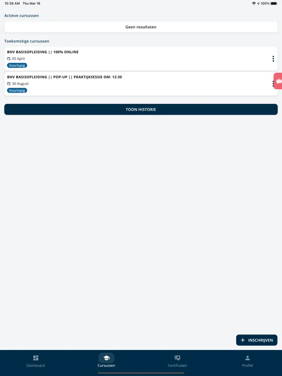 Screenshot di CURA Cursistenportaal iPad