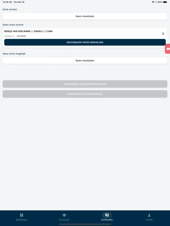 Screenshot di CURA Cursistenportaal iPad