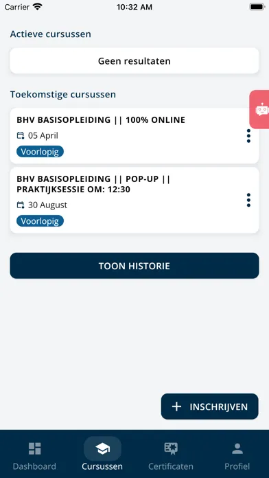 Screenshot di CURA Cursistenportaal