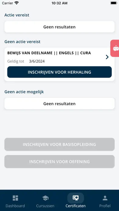 Screenshot di CURA Cursistenportaal