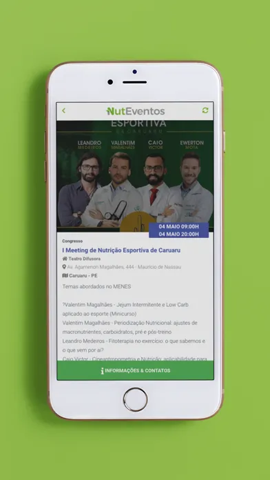 Capturas de tela do NutEventos