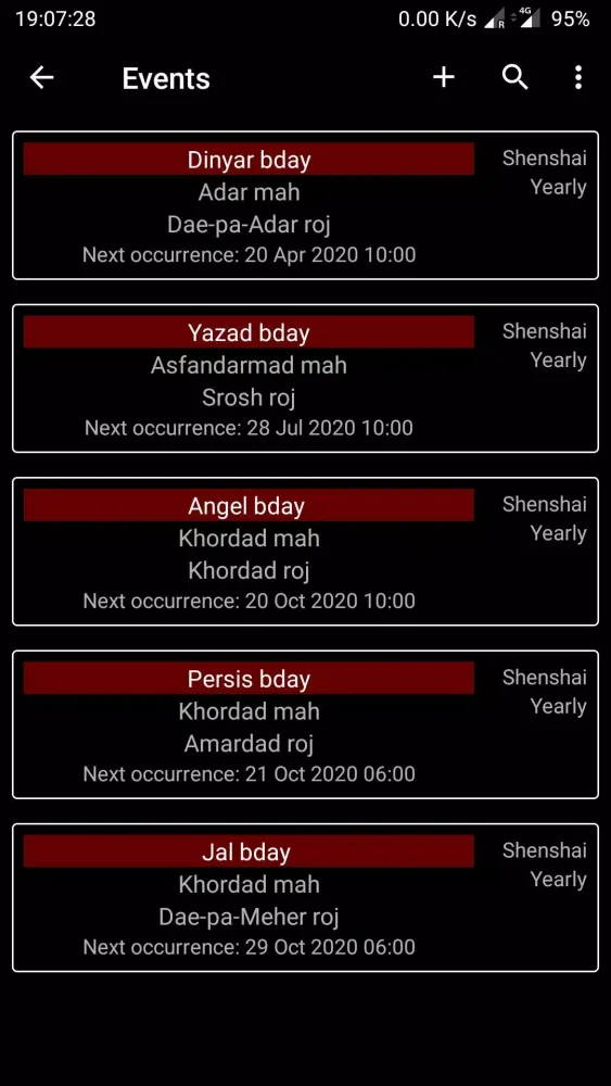 Parsi Calendar Screenshots
