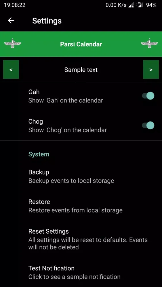 Parsi Calendar Screenshots