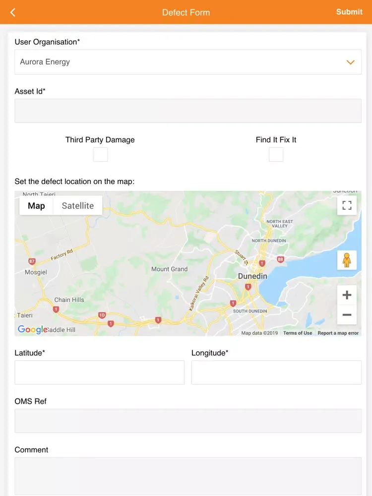 Tangkapan layar Aurora Energy Public Safety iPad 