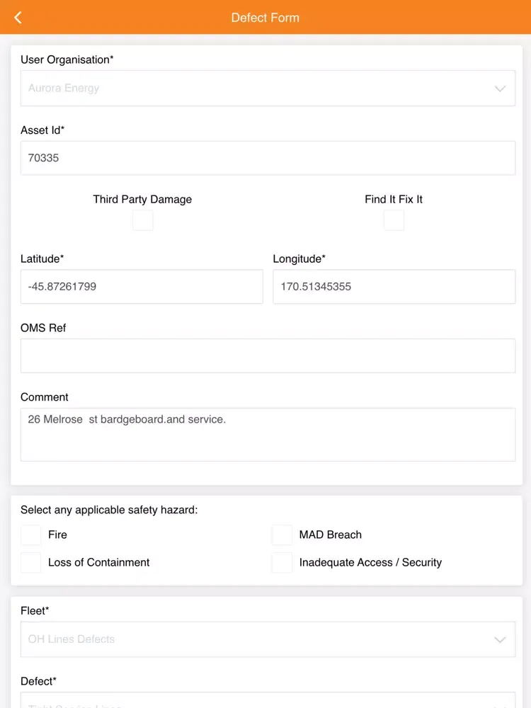 Tangkapan layar Aurora Energy Public Safety iPad 