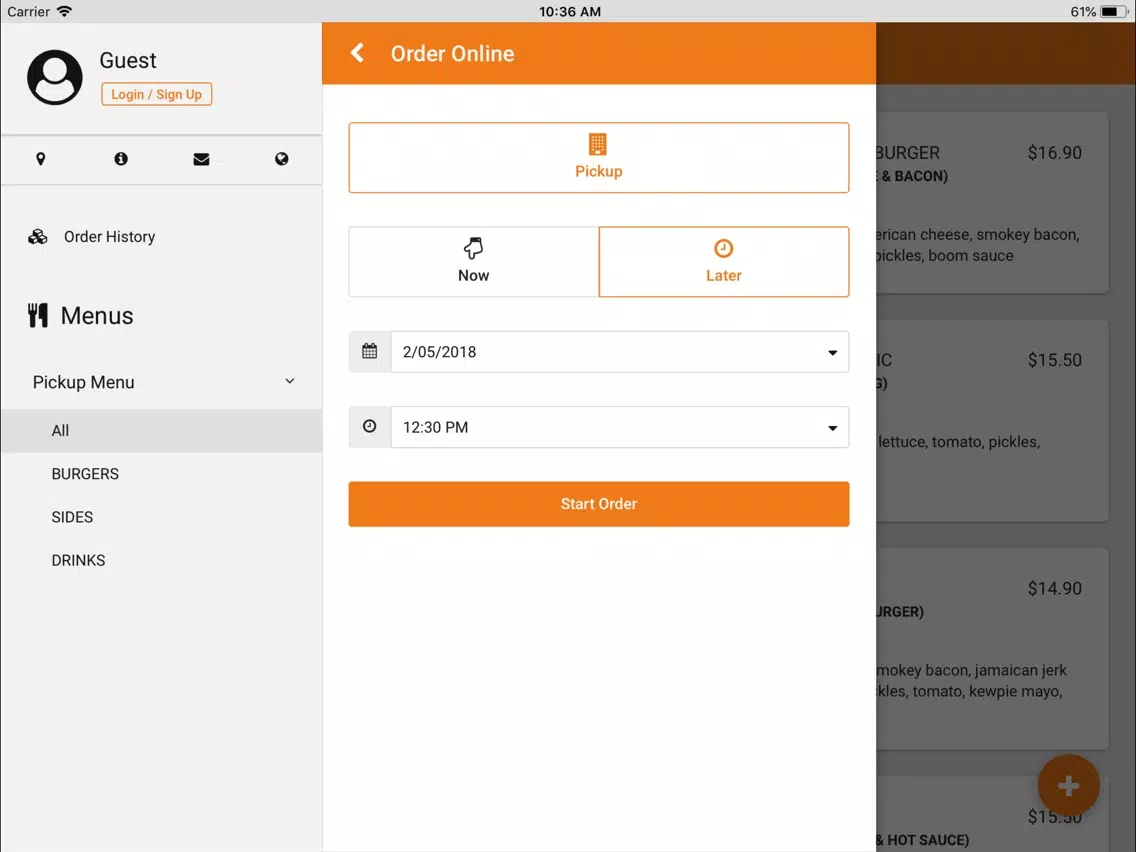 Tangkapan layar Boom Burger iPad 