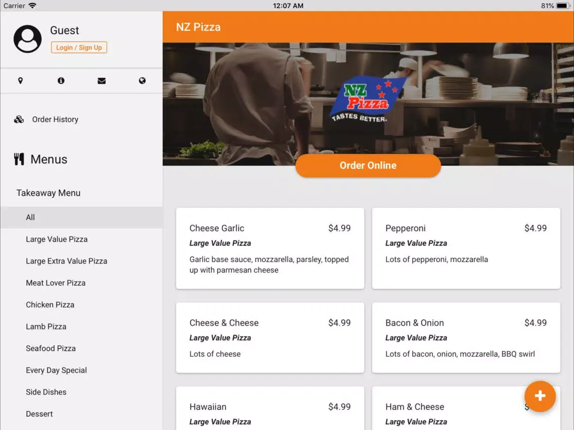 تصاویر NZ Pizza iPad 