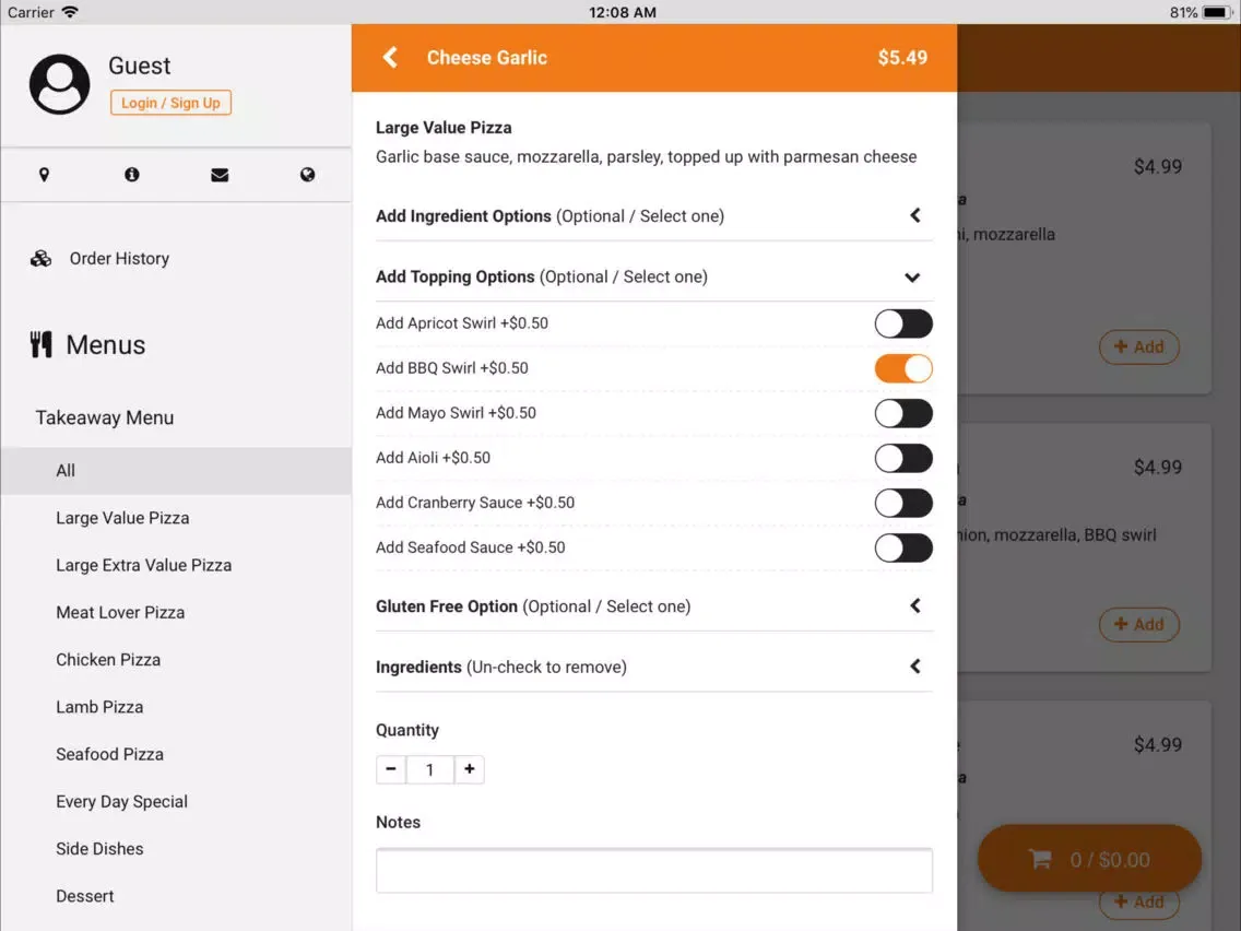 تصاویر NZ Pizza iPad 