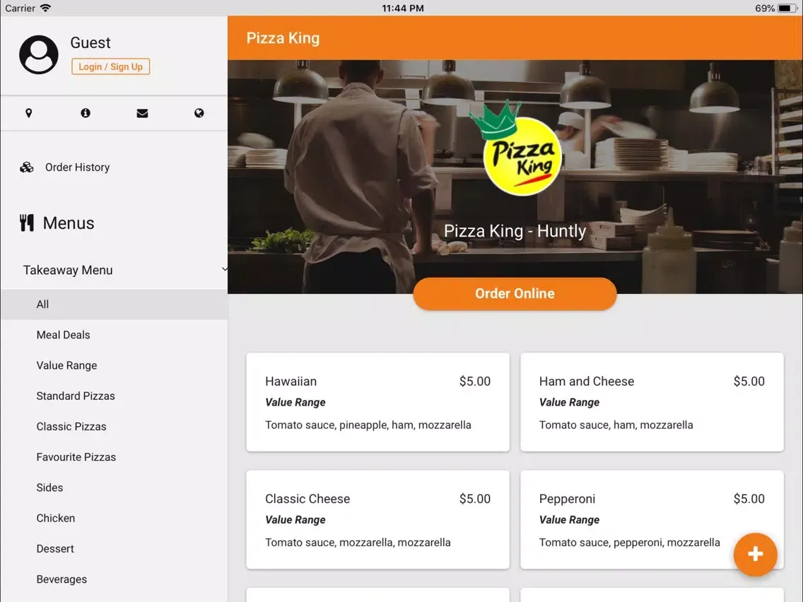 Tangkapan skrin Pizza King iPad 