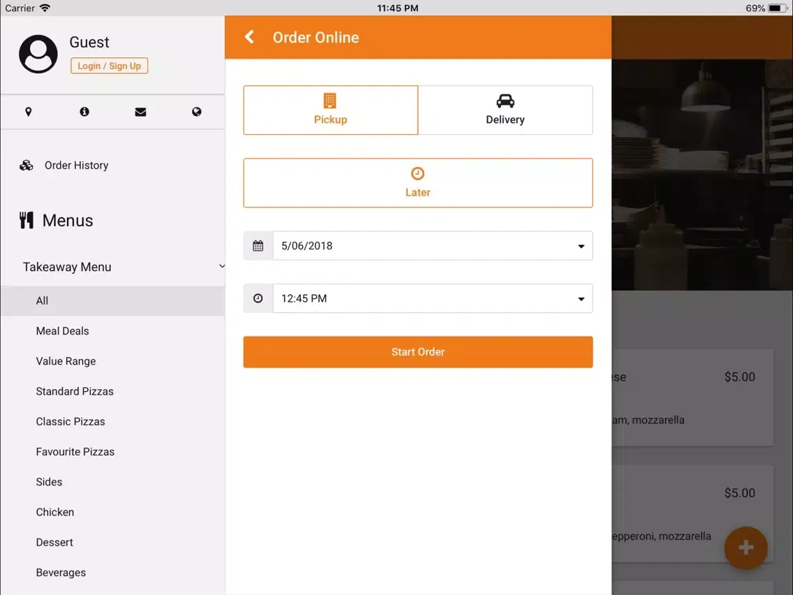Tangkapan skrin Pizza King iPad 