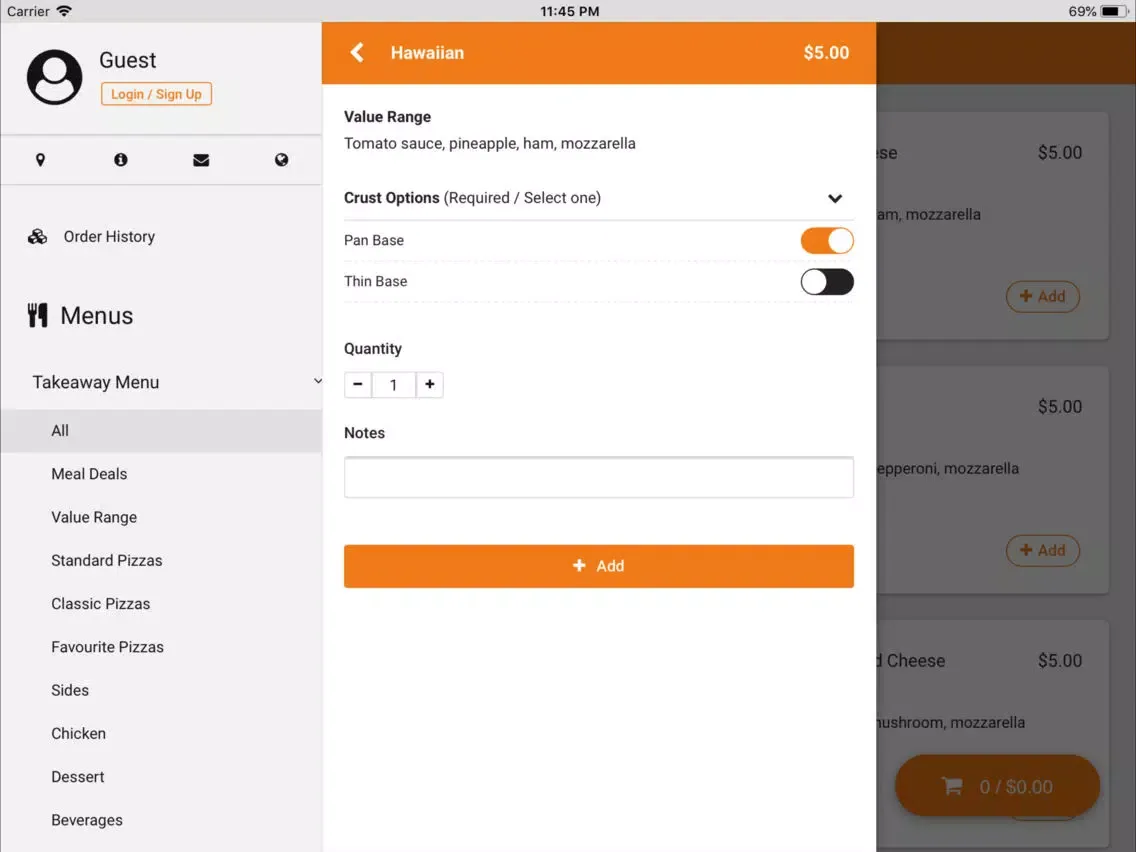 Tangkapan skrin Pizza King iPad 